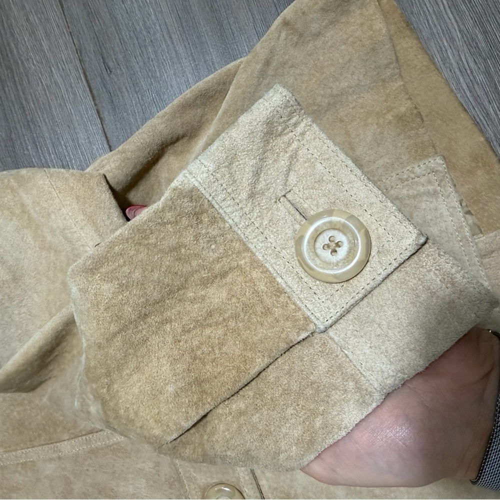 Mossimo real suede/leather Y2K vintage Tan Suede Women's Blazer jacket - Picture 7 of 10